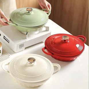 Export Cast Iron Enamel Enamel Pot Stew Pot Wok Seafood Pot Mommy Pot Dry Pot Stew Baked Flat Bottom Cast Iron Pot