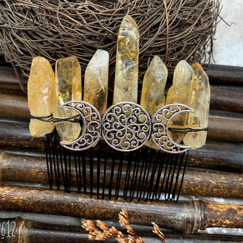 Ethnic Style Moon Crystal Handmade Insert Comb display picture 5