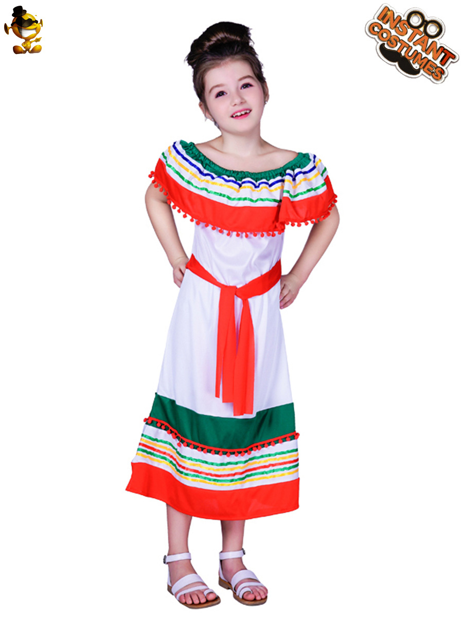 Vestido DE LOS NIÑOS estilo mexicano niñas etapa rendimiento traje Halloween Carnaval