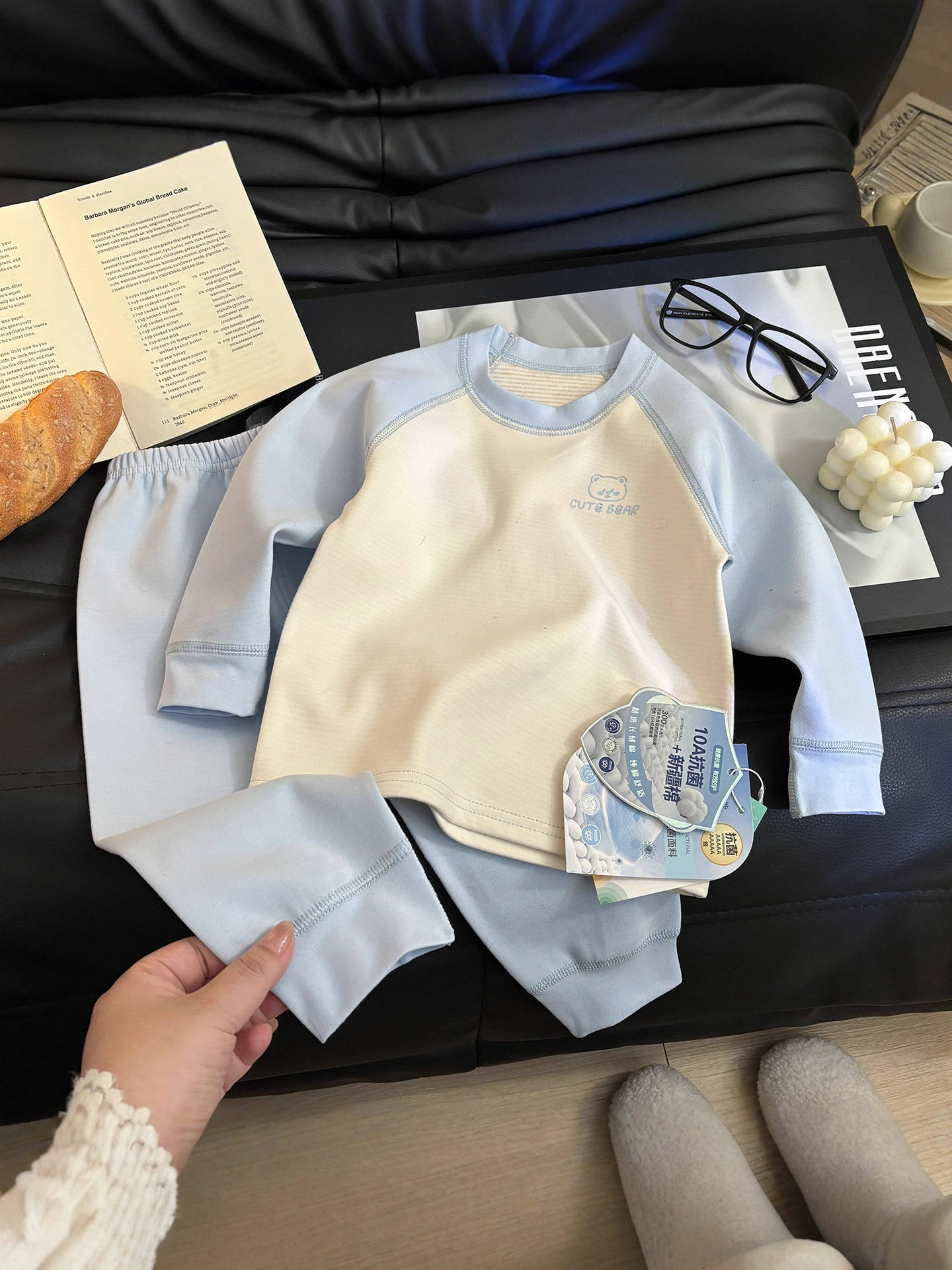 Peso pesado 320g ropa interior infantil algodón elástico sin hueso antibacteriano conjunto de ropa de bebé para niños y niñas clase A engrosado engrosado
