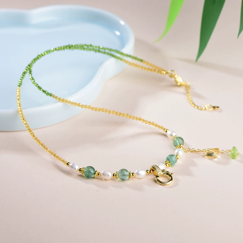 Летняя свежая цепочка на ключицу для девочек, универсальная цепочка с кристаллами и жемчугом, тангка, амулет Будды, легкая роскошная подвеска, цепочка, ювелирные изделия в китайском стиле