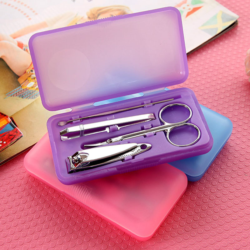 Candy color manicure suit plastic box 4-piece set nail clippers nail clippers manicure beauty tools gift