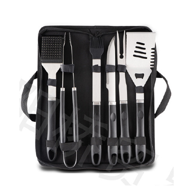 Fábrica directa Amazon camping BBQ combinado herramientas de barbacoa mango de plástico de acero inoxidable set de parrilla