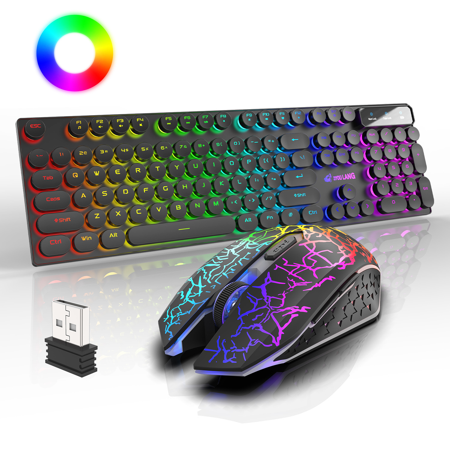 Free Wolf T3 Wireless Rechargeable Keyboard and Mouse Set Game Glow Keyboard and Mouse Set Cross Border eBay Amazon