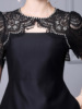 Zhili High end Exquisite Small Black Skirt Summer Handmade Nail Diamond Splicing Lace High Waist Dress Mid Skirt 2024 Ne