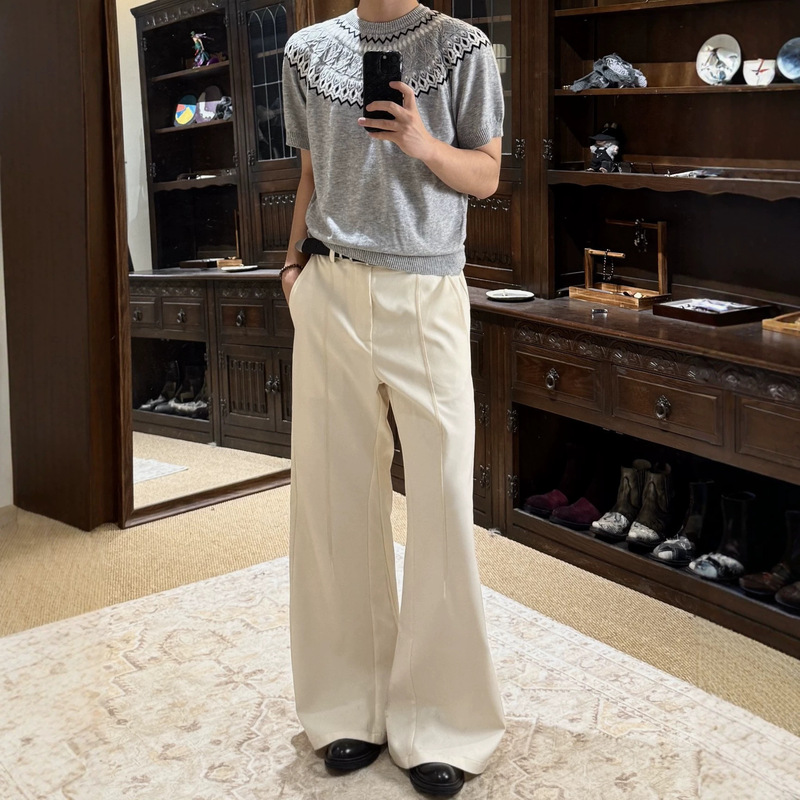 PEM deconstructed medieval black jazz wide-leg flared wrinkle-resistant three-color drape niche three-dimensional cut casual trousers PEM deconstructed medieval black jazz wide-leg flared wrinkle-resistant three-color drape niche three-dimensional cut casual trousers