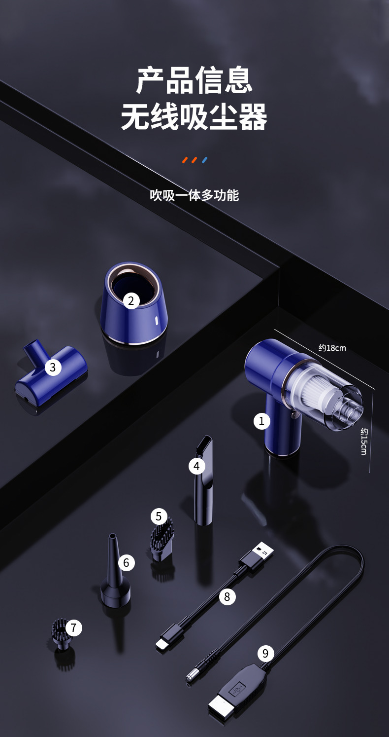 Car Vacuum Cleaner Super Powerful Suction Car Dedicated Wireless Handheld Small Portable Vacuum Cleaner Suction and Blowing Integrated