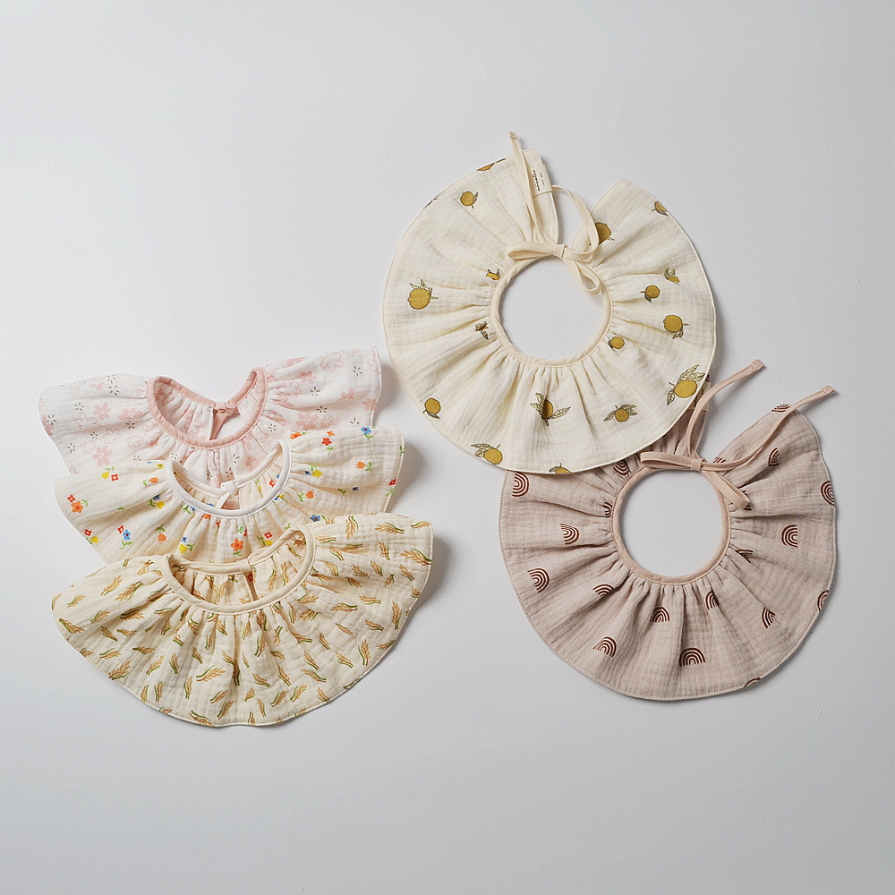 moinmlon Korean Baby Gauze Bib Cute Printed Baby Bib Children's Spit Towel Decorative Cotton Bib