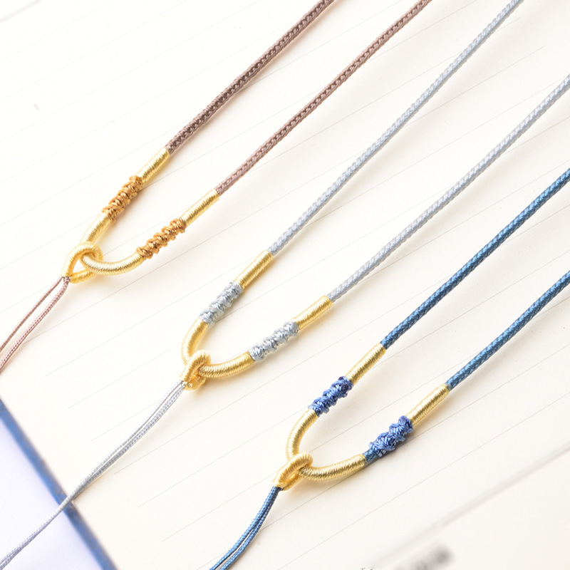 Elegant jade jewelry pendant lanyard crystal necklace rope men and women thin adjustable halter wearing jade rope