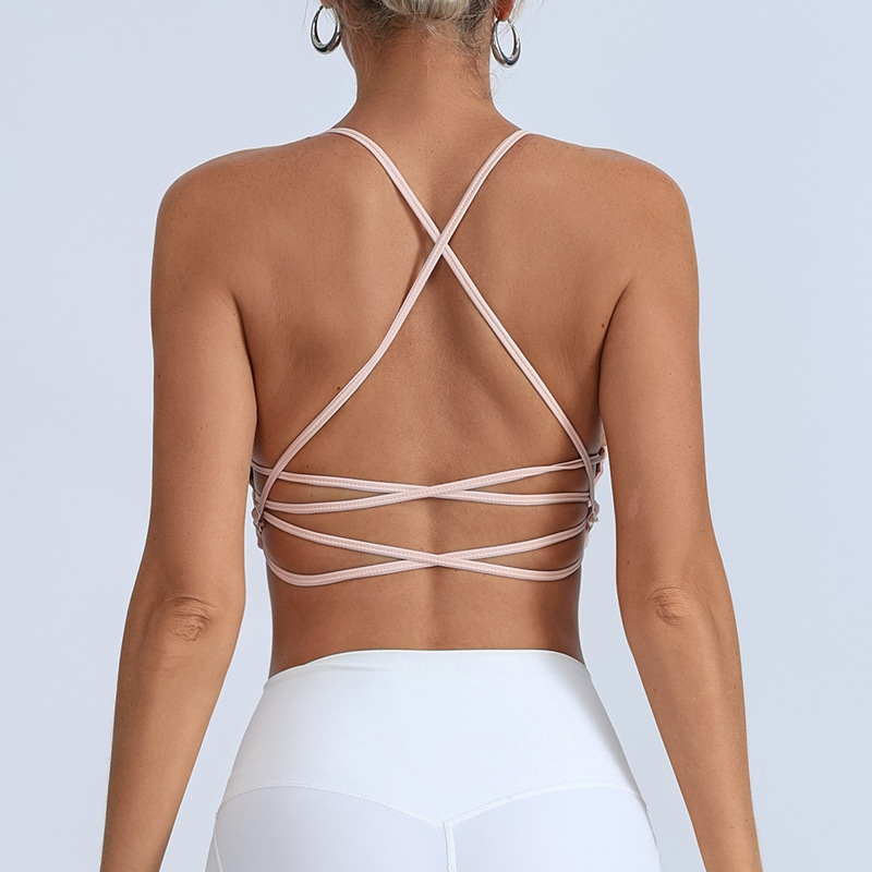 Europa y los Estados Unidos jóvenes desnudos sensación de bra de fitness mujer cinturón de hombro delgado belleza de espalda ropa interior deportiva cruzada chaleco de yoga rápido seco