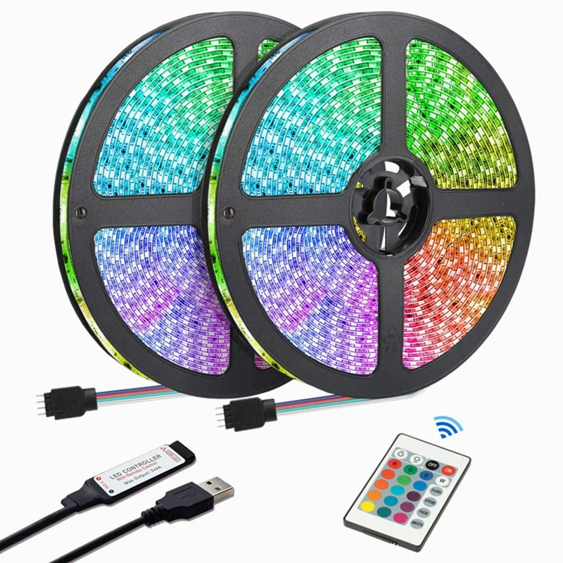 Светодиодная световая лента RGB, 5V/12V, пультик и Bluetooth управление, длина от 1 до 20 м