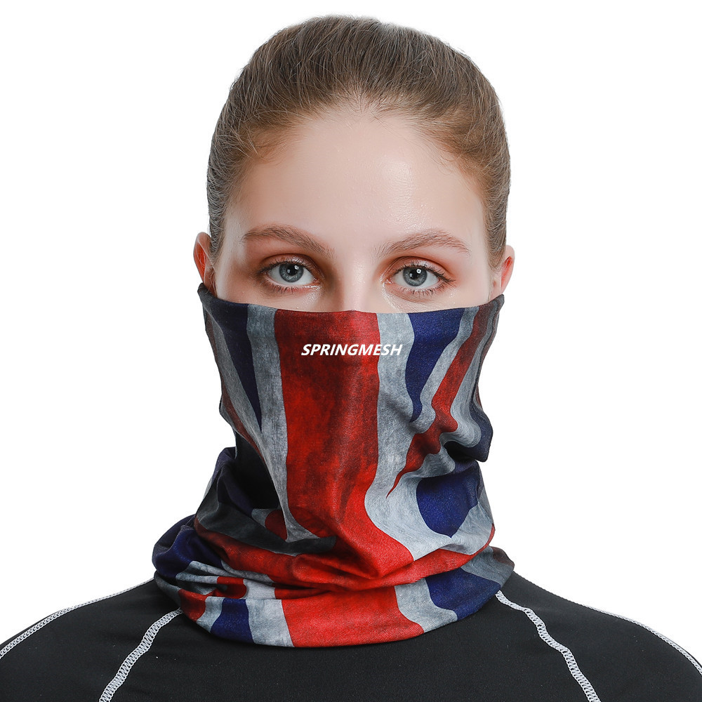 Summer outdoor sports neck gaiter, sun-protective face mask, unisex, with American flag print, high elasticity, suitable for cycling