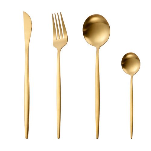 Cross-border stainless steel tableware Portuguese spoon fork set sanding round spoon coffee spoon dining set steak knife fork