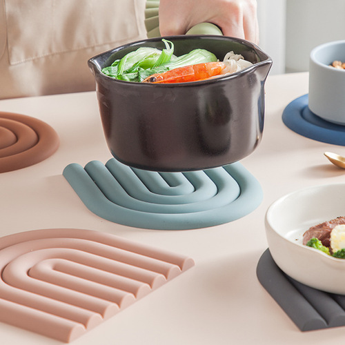 Cross-border Nordic Rainbow Insulated Mat, Thickened Casserole Pad, Irregular-Shaped Coaster, Kitchen Table Mat, Drainage Mat, Silicone Placemat