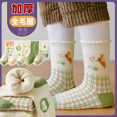 Thickened Ribbed Towel Socks for Children - Autumn/Winter Sensory Socks for Kids - Forest System Baby Socks Suitable for Ages 1-12