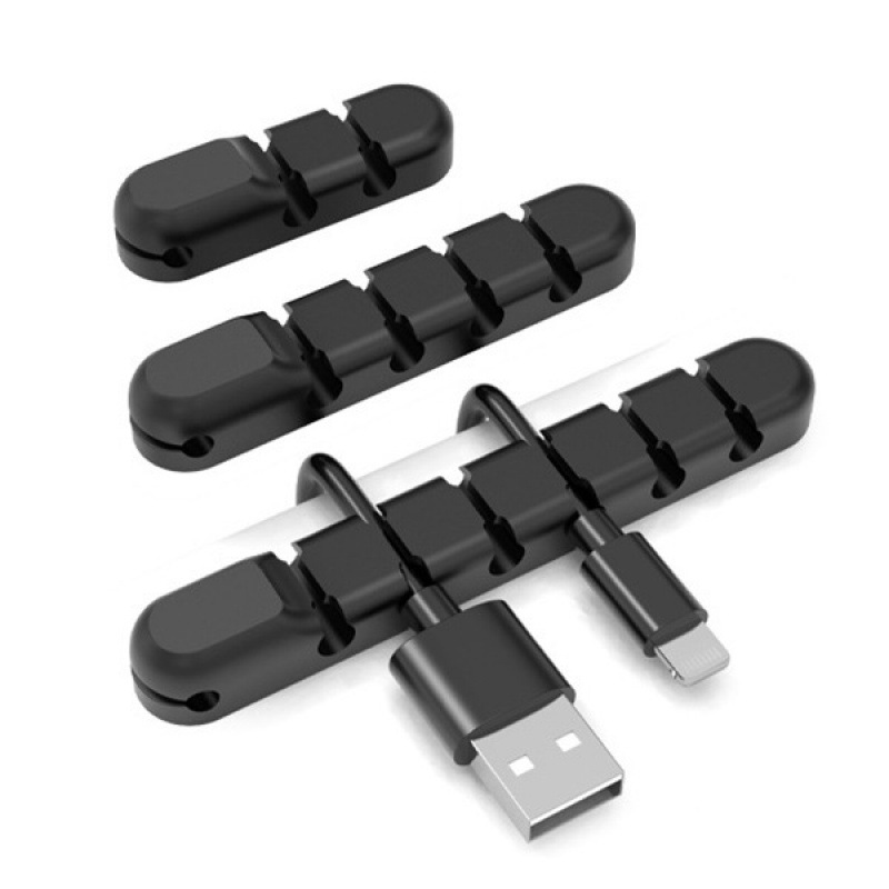 블랙 실리콘 와이어 홀더: 3PC