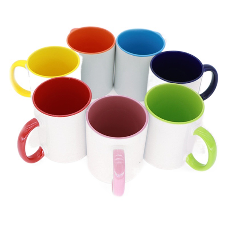 Taza de cerámica personalizada, taza de cerámica para transferencia de calor, taza resistente a altas temperaturas, taza de cerámica con revestimiento blanco