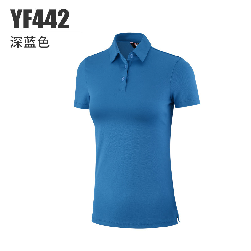Áo thun golf nữ ngắn tay thể thao thoáng khí — YF442-màu xanh đậm, YF442-màu đỏ, YF444-màu đỏ hoa hồng, YF442-Đen
