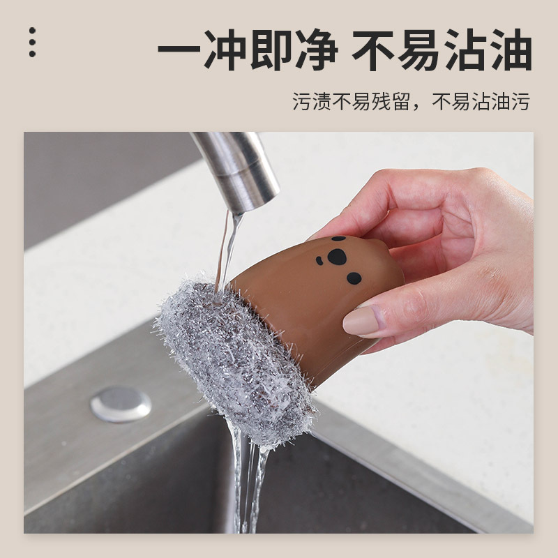 Acrílico de seda de mano reemplazable olla cepillo de lavado fregadero de la cocina lavabo olla tazón de limpieza de alambre de acero bola cepillo al por mayor