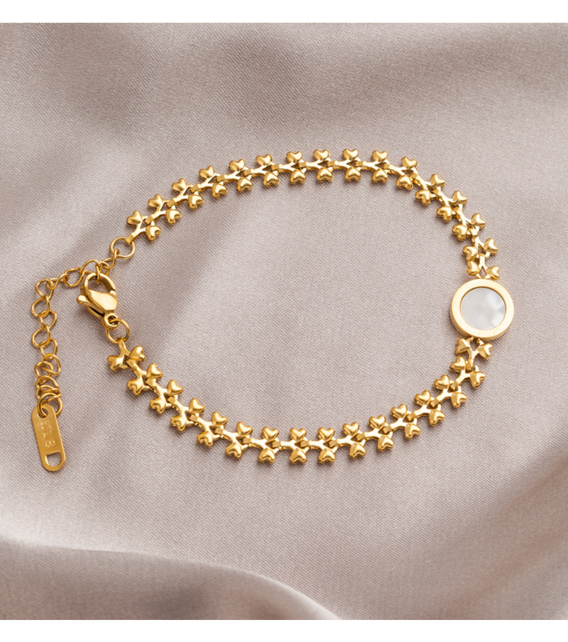 Lady Heart Shape Titanium Steel Plating Shell Bracelets 1 Piece