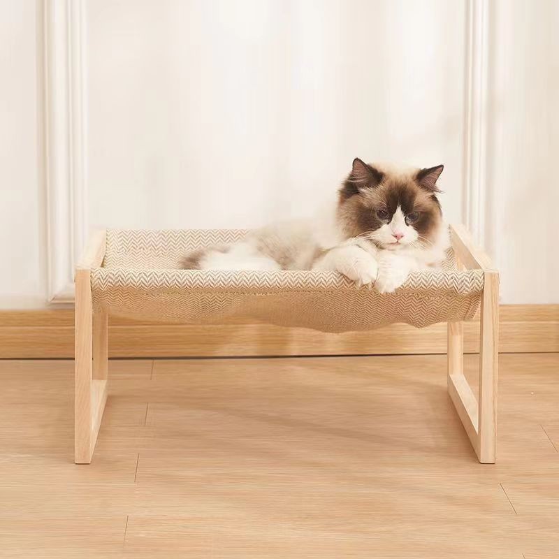 室内木质猫吊床高架猫床木质支架猫椅壁挂猫窝便携式宠物置地猫床