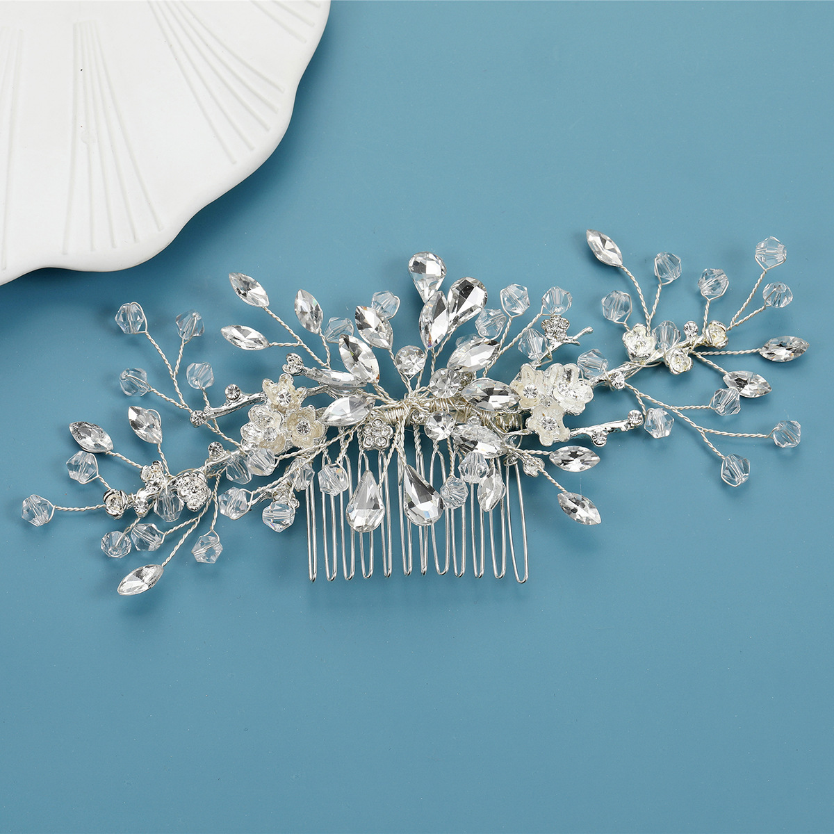 Hair Combs Hair Accessories Type Baroque Alloy Flower Rhinestone Hair Comb Bride Accessories Wholesale