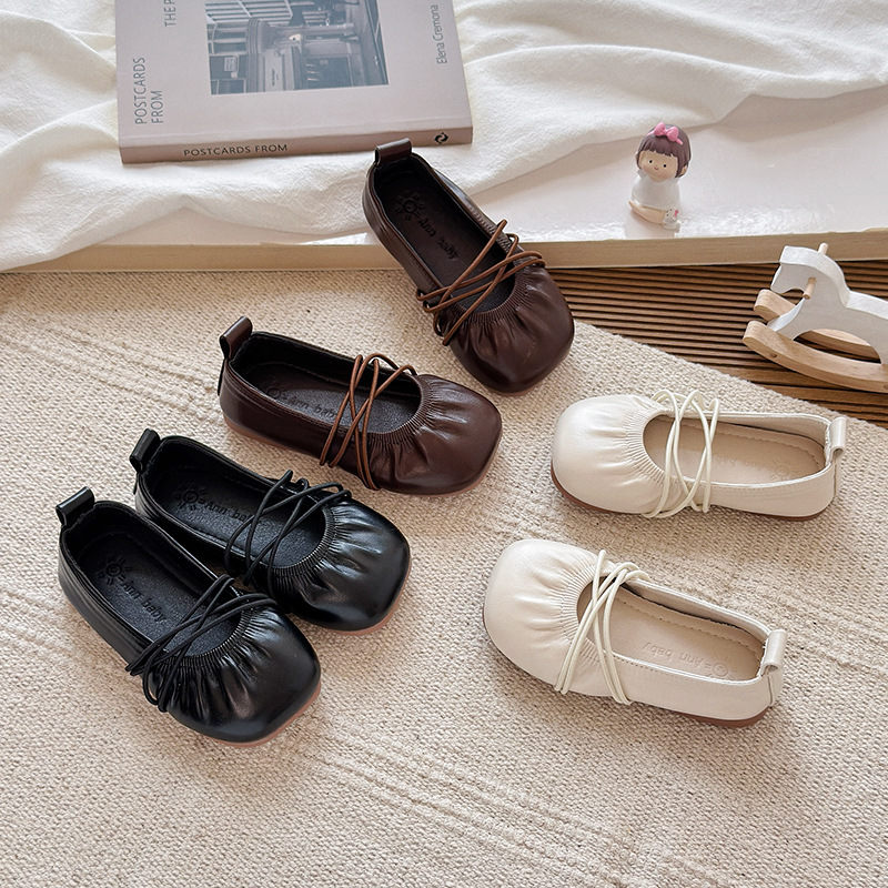 Ins French Style Small Leather Shoes 2026 Spring and Autumn New K-Style Girls' Slip-On Princess Shoes Soft-Soled Ballet Shoes