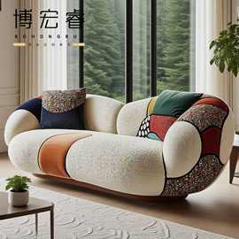 海外专供家具压缩沙发波普艺术布艺高档欧式大别墅设计师三位