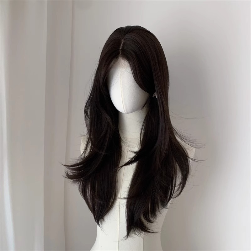 Yuyu Black Brown Wig Women's Full Head Cover Lace Hand Hook High Level Universal cos2024 New Daily