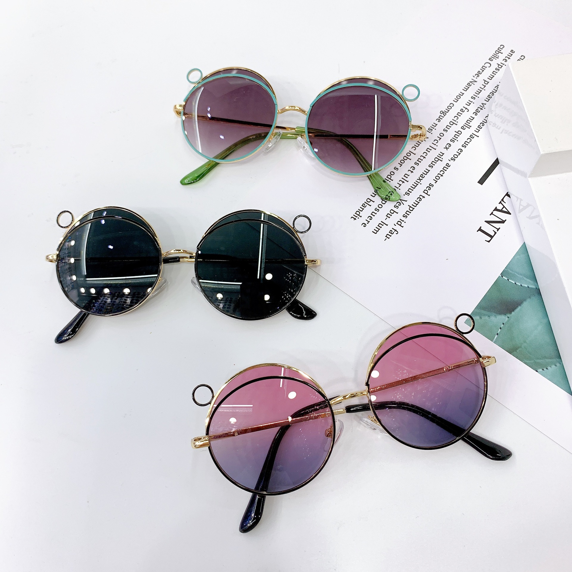 新款米奇圆脸儿童太阳镜可爱个性金属圆墨镜小孩uv400太阳眼镜