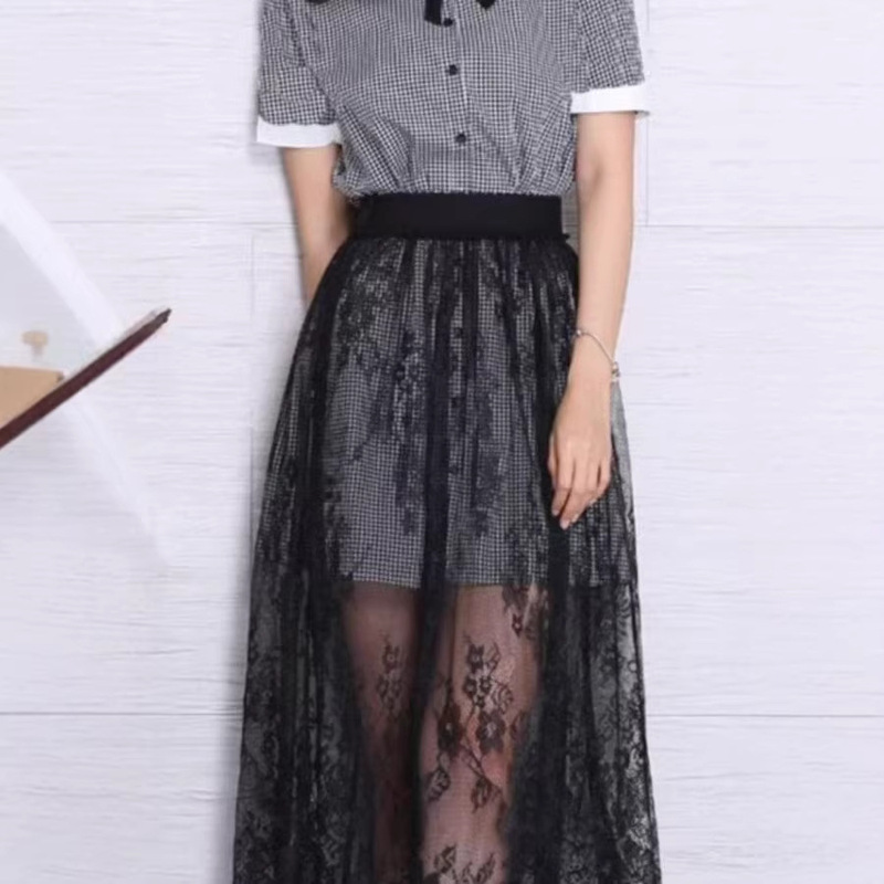 2025 Autumn/Winter New French Retro Lace Versatile High-Waisted Sheer Slimming Loose Fairy-Style Mid-Length Skirt for Women 2025 Autumn/Winter New French Retro Lace Versatile High-Waisted Sheer Slimming Loose Fairy-Style Mid-Length Skirt for Women