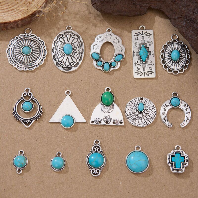 Cross-Border European and American Retro Bohemian Ethnic Style Turquoise Inlaid Necklace Bracelet Jewelry DIY Accessories Accessories Cross-Border European and American Retro Bohemian Ethnic Style Turquoise Inlaid Necklace Bracelet Jewelry DIY Accessories Accessories
