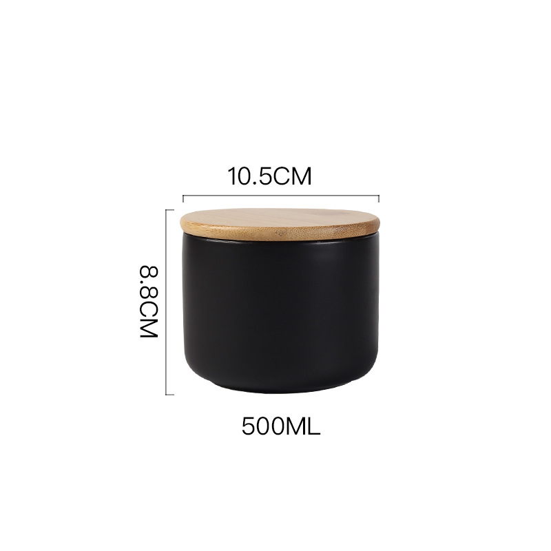 Tarro sellado de cerámica simple escandinavo con tapa de madera para almacenamiento de alimentos en la cocina, juego de té, almacenamiento de dulces, café y té. image 10