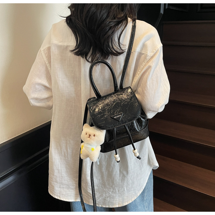 Stylish and sweet casual mini shopping and travel backpack 2025 New style, trendy and versatile solid color hand-held backpack undefined