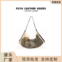 网红同款休闲印花帆布包文艺复古高级感单肩包时尚百搭潮流女包