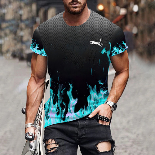 Summer New Hot Selling Cross-Border Trendy Funny Creative Short Sleeve T-Shirt for Men, Direct Manufacturer Sales