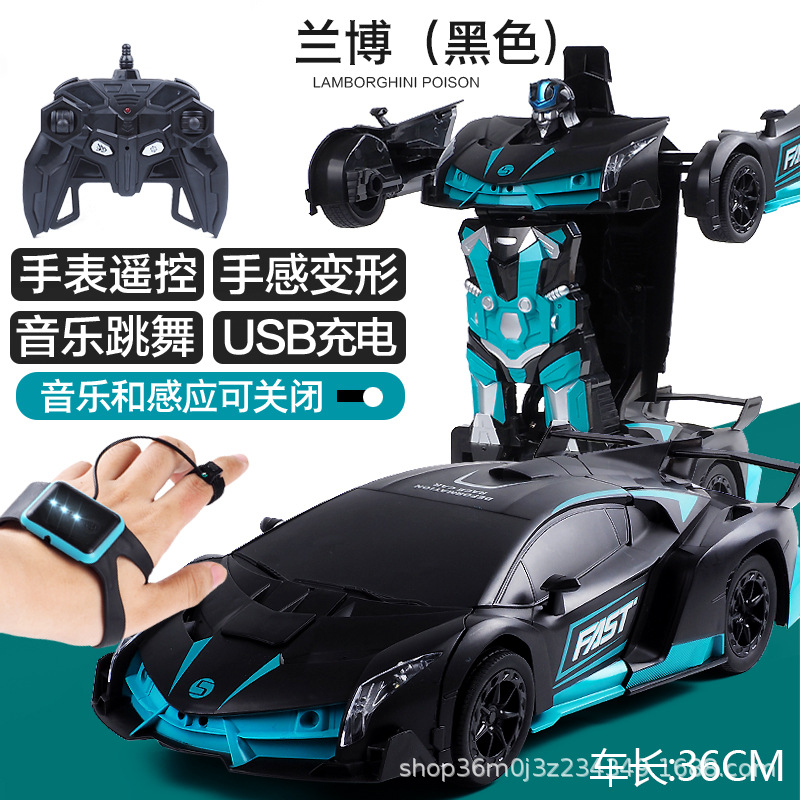 Control remoto de deformación de detección de gestos cargador de automóviles de carreras de cuatro ruedas robot grande niño niño coche de juguete súper grande