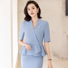 时尚职业女裙气质女神范套装2023春夏款西服美容院前台工作装制服