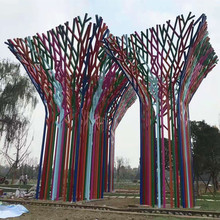 廠家定制不銹鋼廊架鏤空樹造型景觀廣場抽象雕塑大型金屬鋼結構