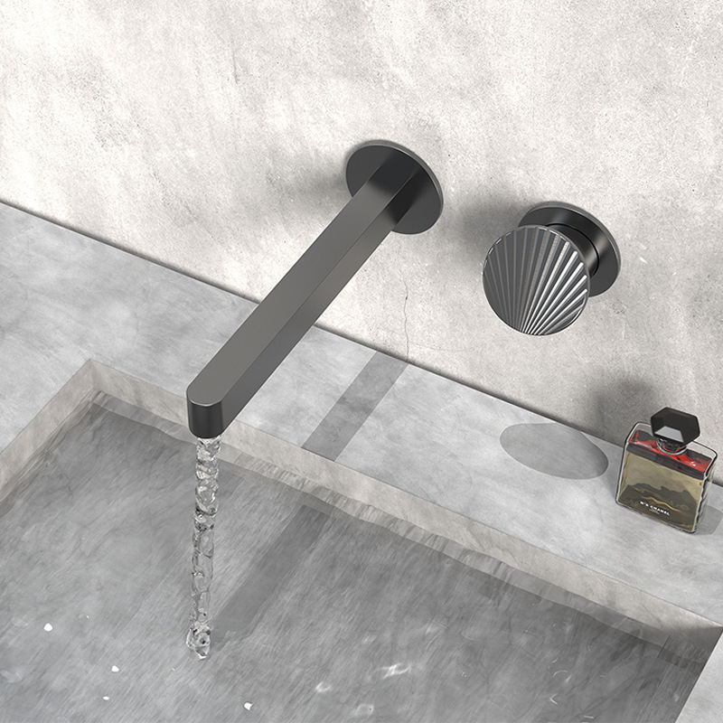 New 2025 Concealed Basin Faucet Hot and Cold Wall-Mounted Faucet All-Copper Extended Horizontal Replacement Shell Series