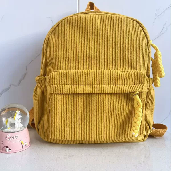 2024 New Corduroy School Bag for Women Korean Style Japanese Style Simple Versatile Casual Parent-Child Backpack