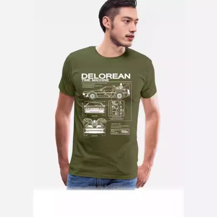 Back to the Future Delorean Printed T-Shirt Men's Cotton Motorcycle T-Shirt Hip Hop Men's T-Shirt