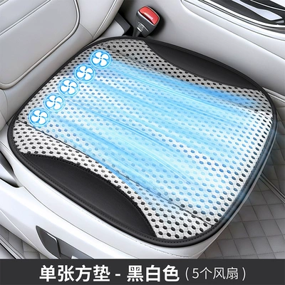 Ventilated Car Seat Cushion with Type-C: Multi-function pad - 5-fan-model-black-and-white