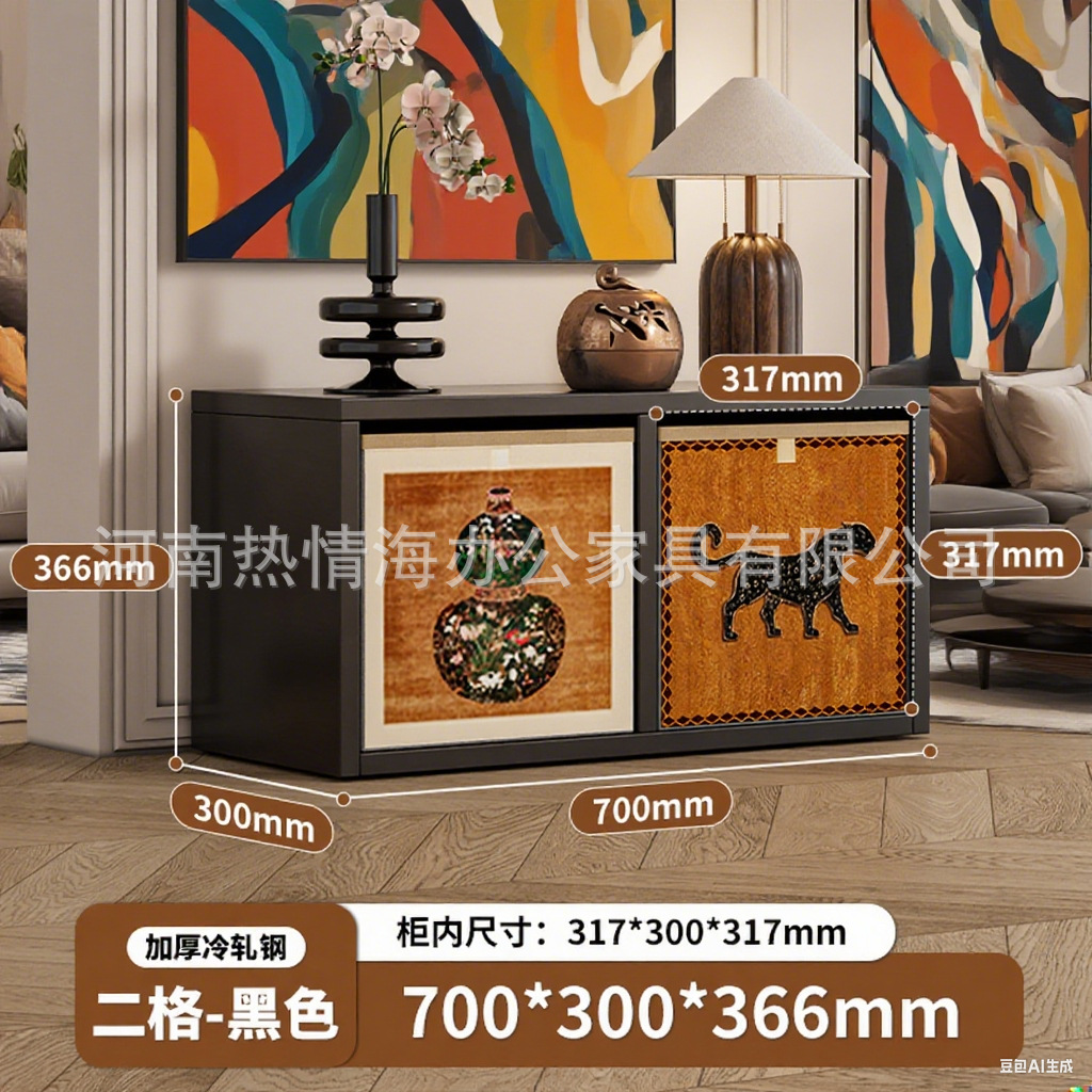 *steel formaldehyde-free*horizontal panel [no back panel] 2-compartment cabinet black single cabinet