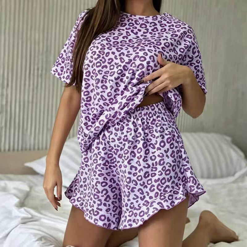 Cross-Border Summer Women's 2025 New Style Cross-Border Foreign Trade Hot-Selling Simple Casual Set Shorts Pajamas for Girls Cross-Border Summer Women's 2025 New Style Cross-Border Foreign Trade Hot-Selling Simple Casual Set Shorts Pajamas for Girls