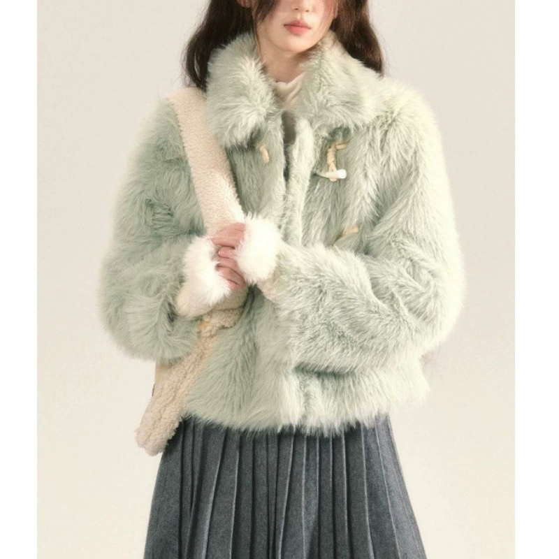 Demi-season retro green velvet jacket, high-end, French retro style