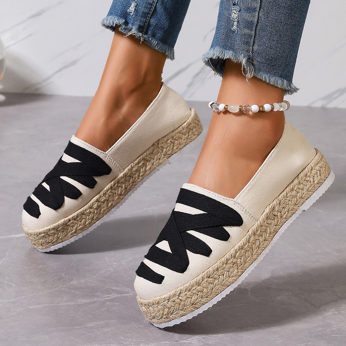 Women's trend cloth espadrilles platform for students for leisure