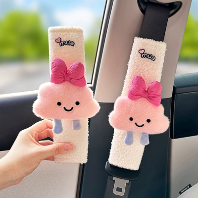 Armrest Box Seat-Type Tissue Box, Car tissue box/set - rose-red-bow-smile-clouds-sheep-velvet-shoulder-covers-pair