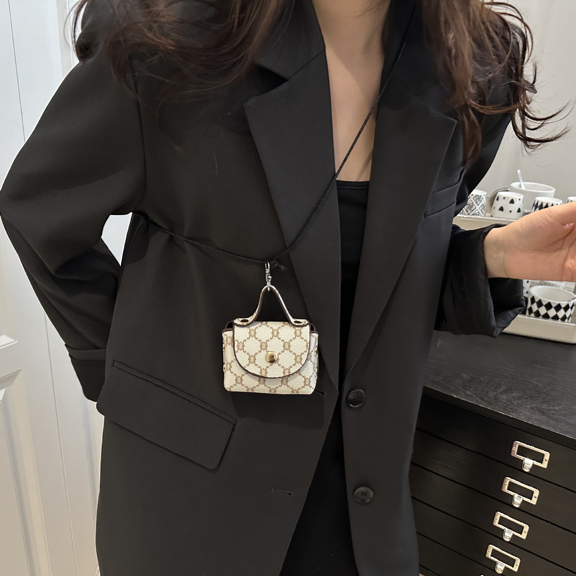 Mini leopard print cute single-shoulder bag ostrich print 2025 new style single-shoulder bag Specification drawing