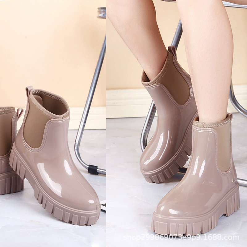 Дождевые ботинки Женская обувь с короткой трубкой Мартин ботинки дождевые ботинки водонепроницаемые милые конфеты цвета студенты увеличивают резиновые ботинки для внешней торговли экспорт водяной обуви